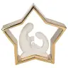 Nativité en résine blanche dans une étoile dorée 15x15 cm