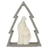 Nativité en résine blanche dans un sapin gris (12x16 cm)