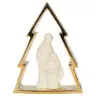 Nativité en résine blanche dans un sapin doré (12x16 cm)