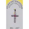 Pendentif croix argent doré avec zircons mauves 23 x15 mm