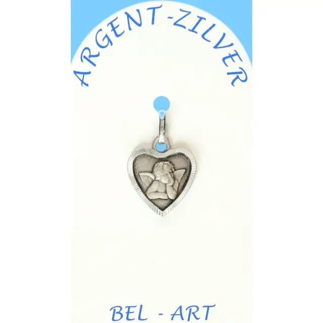 Medaille Zilver Hart engel 12 mm