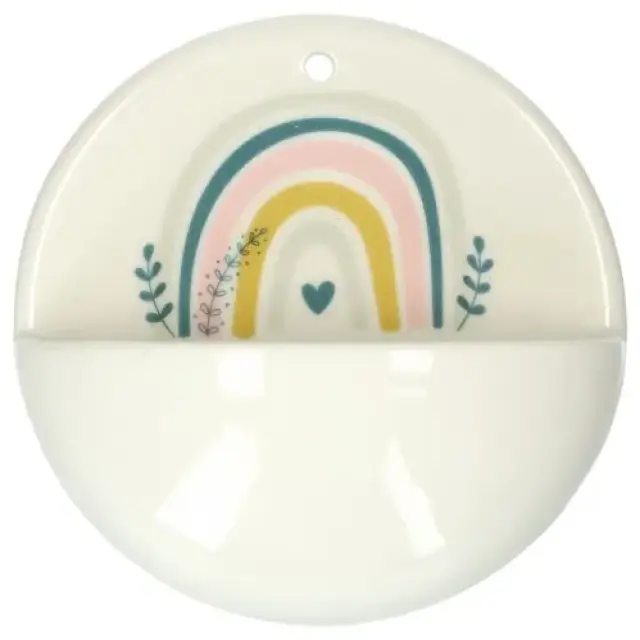 Wijwatervat porselein 10 cm Regenboog
