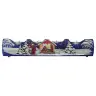 Blauw kerstkandelaar in glas met 4 kaarsen - kerststal