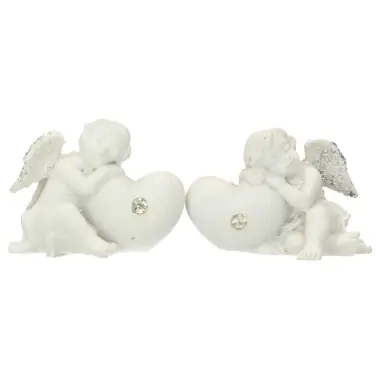 Engel met hart + strass - 4 cm - 2 / set
