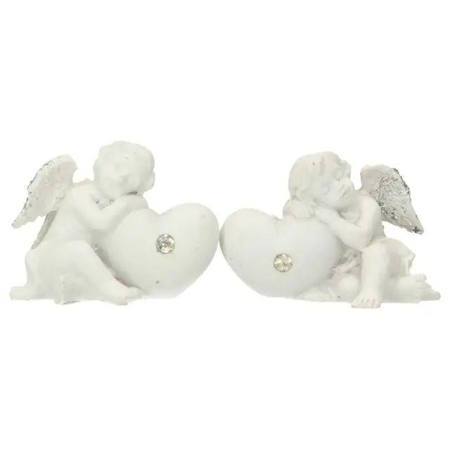 Engel met hart + strass - 4 cm - 2 / set
