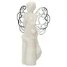 Angel in resin with metalic wings + little girl 7,5 x 12 cm
