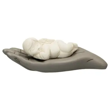 God's hand with sleeping baby angel 12 x4 cm grey