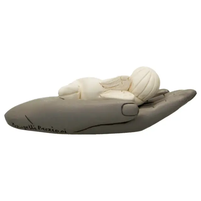 God's hand with sleeping baby angel 12 x4 cm grey