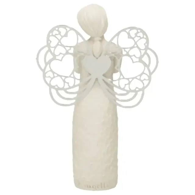Praying angel in resin with metalic wings 7,5 x 12 cm