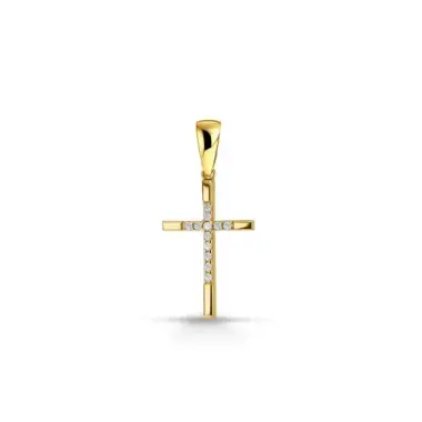 Croix or 9 carats avec strass 20 mm 1.05 gr