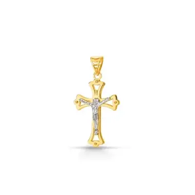 Croix or 9 carats bicolore 27 mm 1.65 gr