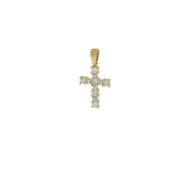 Croix or 9 carats avec strass 22mm 1.8gr