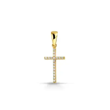 Croix or 9 carats avec strass 22 mm 1 gr