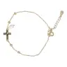 Vergulde armband met kruisje en parels