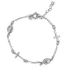 Bracelet en argent rhodié avec croix et médaille Miraculeuse