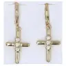 Boucles d'oreilles en plaqué or anneau avec croix et zircons