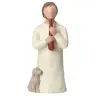 Nativity scene Onillon 10 cm stone white - Shepherd with a flute