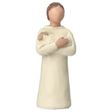 Nativity scene Onillon 10 cm stone white - Shepherd with sheep