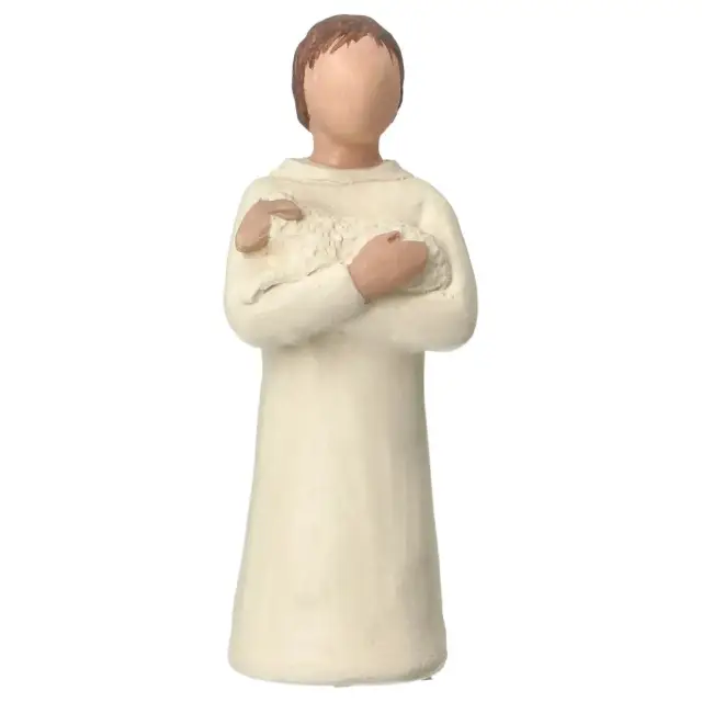 Nativity scene Onillon 10 cm stone white - Shepherd with sheep