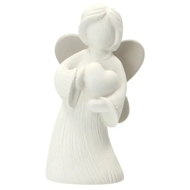 Ange avec ailes / coeur - Résine blanche
