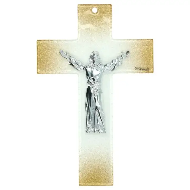 Kruisbeeld glas 16 cm