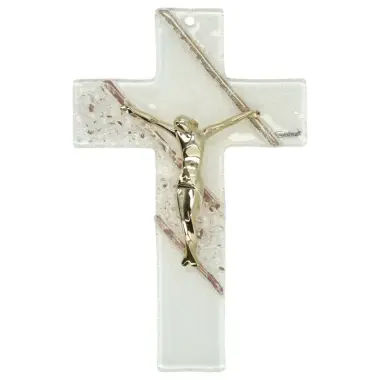 Croix murale en verre 16 cm