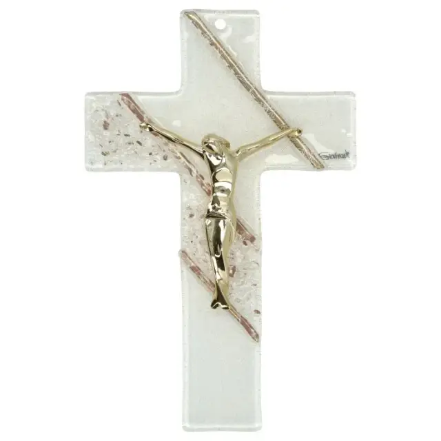 Kruisbeeld glas 16 cm