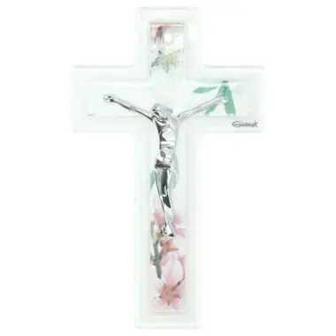Croix murale en verre 16 cm