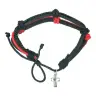 Armband op koord Leder rood / zwart + kruijse metaal