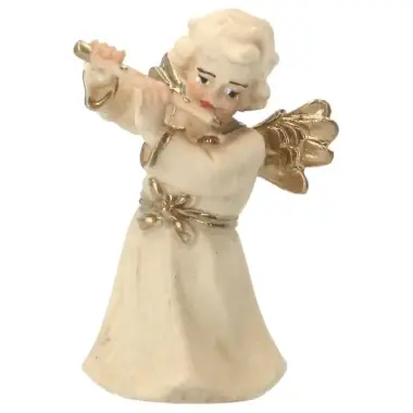 Ange en bois avec flûte - 6 cm Alabaster