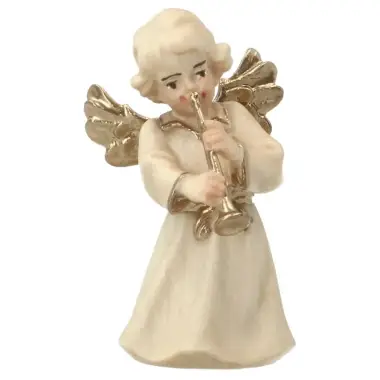 Ange en bois avec trompette - 6 cm Alabaster