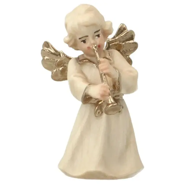 Ange en bois avec trompette - 6 cm Alabaster