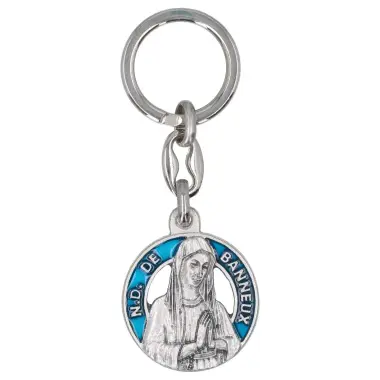Porte-Clefs 34 mm N.D. de Banneux émail bleu ajouré