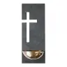 Wijwatervat 9 X 23 cm - Leisteen / brons - Kruis