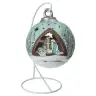 Christmas nativity in a blue-tinted ceramics christmasball + light