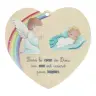Coeur en bois imprimé 12 x 10 cm - Ange gardien-bleu
