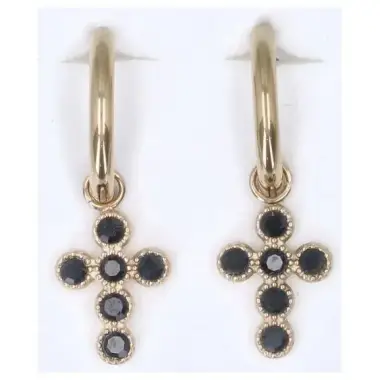 Boucles d'oreilles en acier avec croix colorée