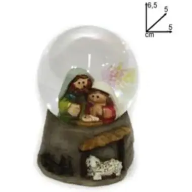 Sneeuwbol met heilige familie - hoogte 6 cm