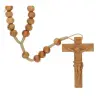 Chapelet sur corde en bois d’olivier – crucifix sculpté