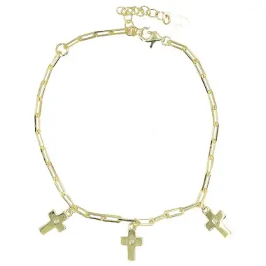 Bracelet avec croix en argent doré