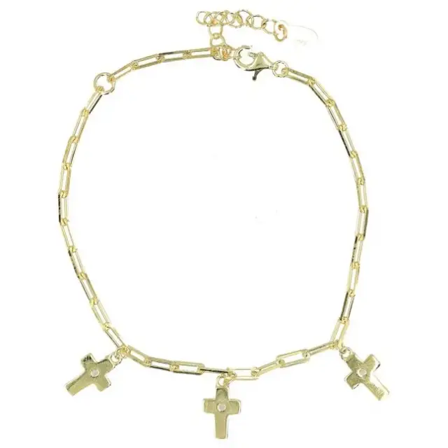 Bracelet avec croix en argent doré