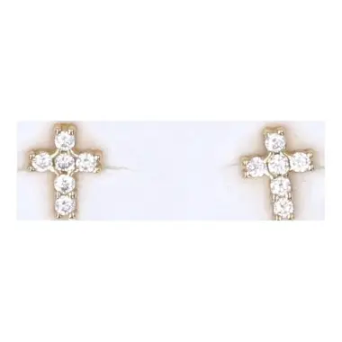 Boucles d'oreilles en plaqué or croix en zircons