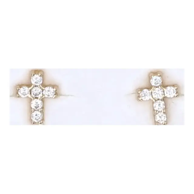 Boucles d'oreilles en plaqué or croix en zircons