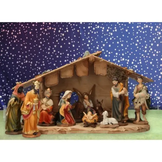 Kerststal met 11 Figuren van 15 cm (45 X 24 X 27 cm)