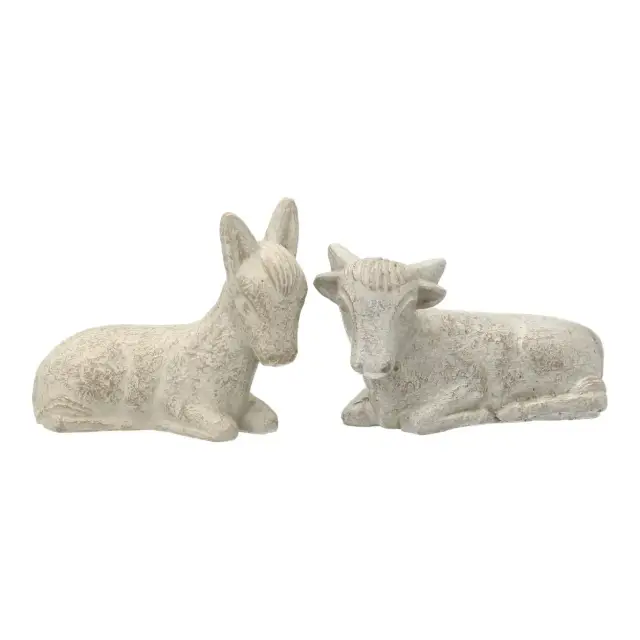 Donkey and ox – 8 cm – White