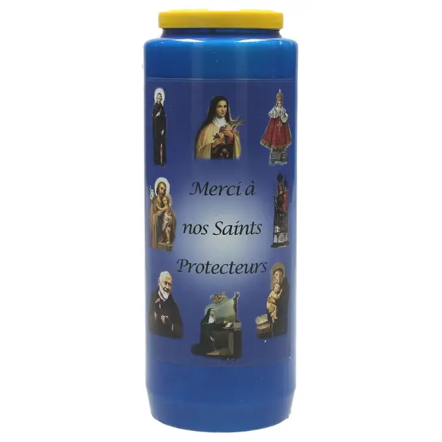 Noveenkaars / blauw / Merci à nos Saints Protecteurs
