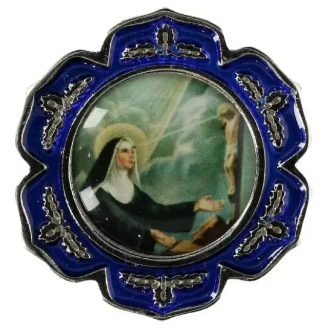 Médaille Aimantée Ste Rita Email Bleu 35 Mm