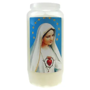 Kaars 6 Dagen / wit / Onbevlekt Hart van Maria