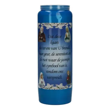 9 days candle / blue / perfume of jasmine / Dutch text "calm"