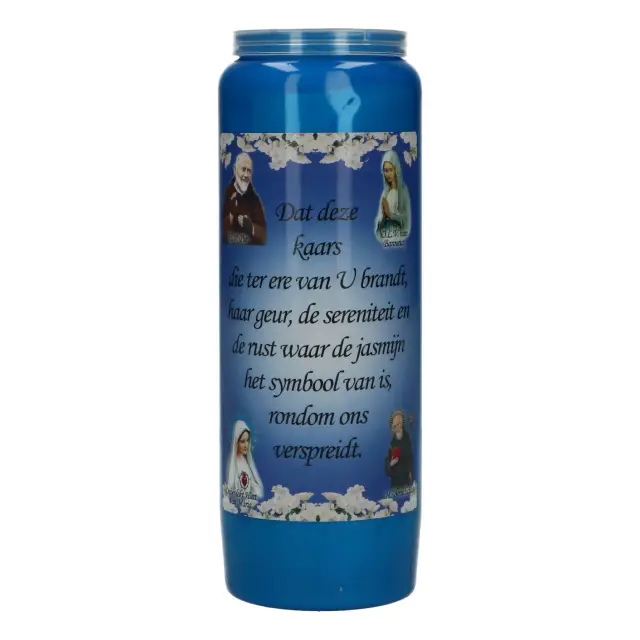 9 days candle / blue / perfume of jasmine / Dutch text "calm"